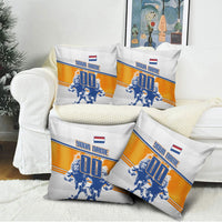 Personalized Netherlands Football Pillow Cover Dutch Lion Heritage Mascot Flame Swirl