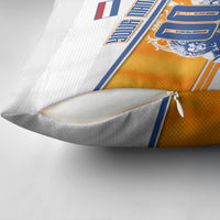 Personalized Netherlands Football Pillow Cover Dutch Lion Heritage Mascot Flame Swirl