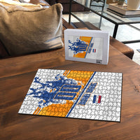 Personalized Netherlands Football Puzzle Dutch Lion Heritage Mascot Flame Swirl