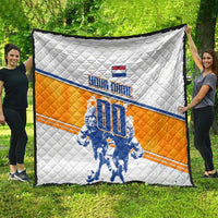 Personalized Netherlands Football Quilt Dutch Lion Heritage Mascot Flame Swirl