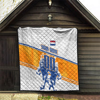 Personalized Netherlands Football Quilt Dutch Lion Heritage Mascot Flame Swirl