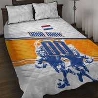 Personalized Netherlands Football Quilt Bed Set Dutch Lion Heritage Mascot Flame Swirl
