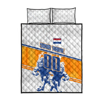 Personalized Netherlands Football Quilt Bed Set Dutch Lion Heritage Mascot Flame Swirl