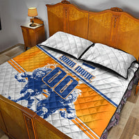 Personalized Netherlands Football Quilt Bed Set Dutch Lion Heritage Mascot Flame Swirl