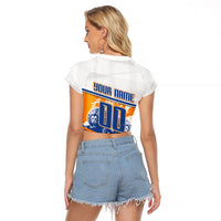 Personalized Netherlands Football Raglan Cropped T Shirt Dutch Lion Heritage Mascot Flame Swirl