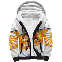 Personalized Netherlands Football Sherpa Hoodie Dutch Lion Heritage Mascot Flame Swirl