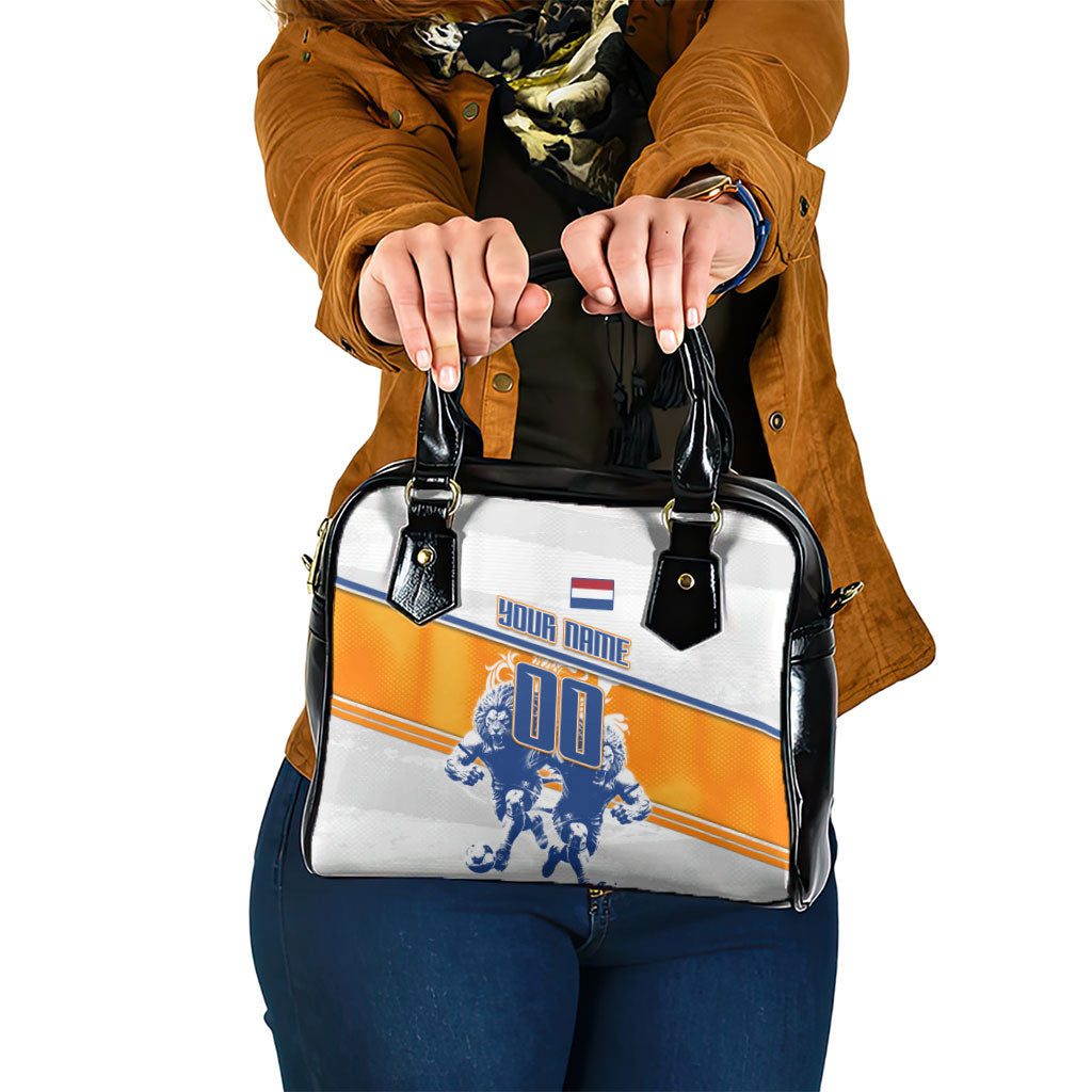 Personalized Netherlands Football Shoulder Handbag Dutch Lion Heritage Mascot Flame Swirl