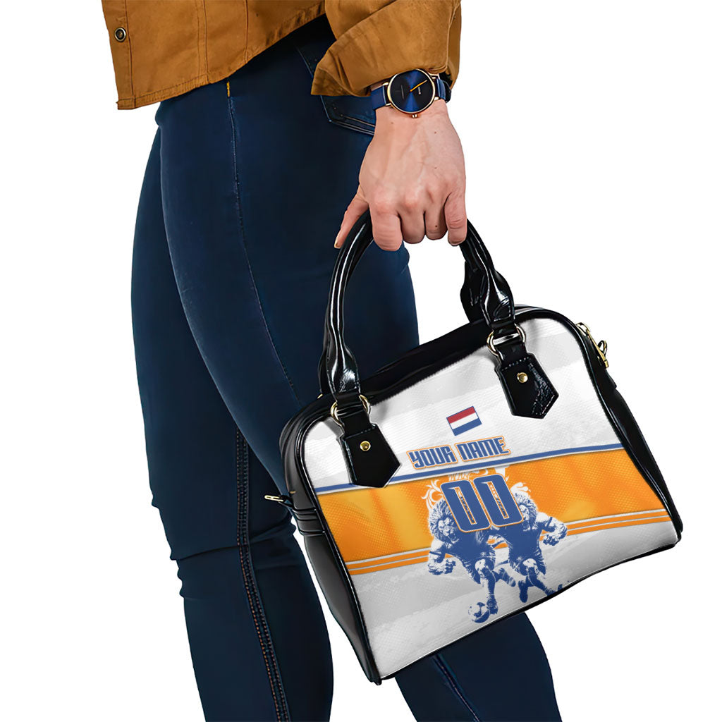Personalized Netherlands Football Shoulder Handbag Dutch Lion Heritage Mascot Flame Swirl