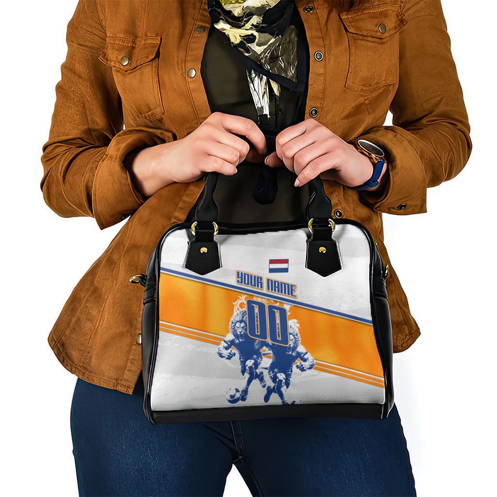 Personalized Netherlands Football Shoulder Handbag Dutch Lion Heritage Mascot Flame Swirl