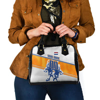 Personalized Netherlands Football Shoulder Handbag Dutch Lion Heritage Mascot Flame Swirl