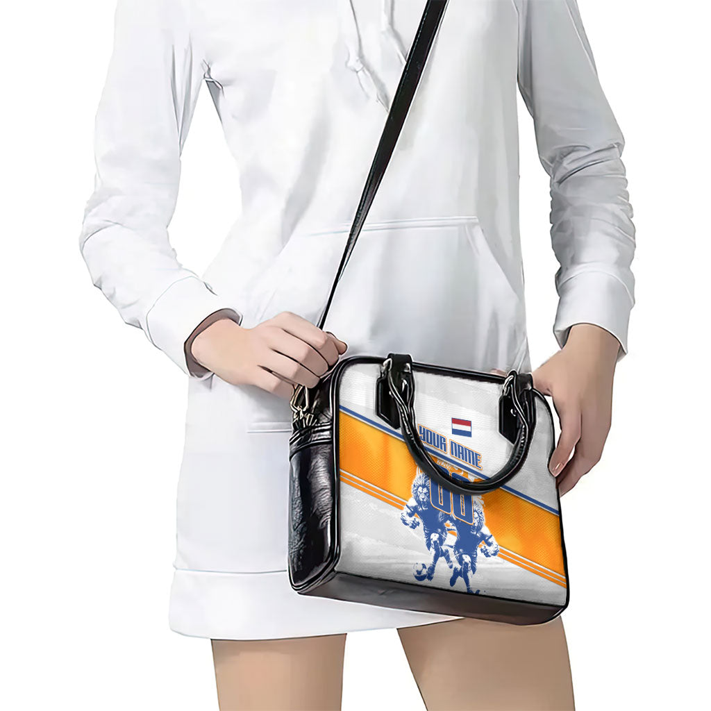 Personalized Netherlands Football Shoulder Handbag Dutch Lion Heritage Mascot Flame Swirl