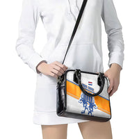 Personalized Netherlands Football Shoulder Handbag Dutch Lion Heritage Mascot Flame Swirl