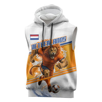 Personalized Netherlands Football Sleeveless Hoodie Dutch Lion Heritage Mascot Flame Swirl