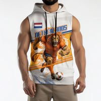 Personalized Netherlands Football Sleeveless Hoodie Dutch Lion Heritage Mascot Flame Swirl