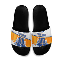 Personalized Netherlands Football Slide Sandals Dutch Lion Heritage Mascot Flame Swirl