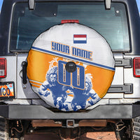Personalized Netherlands Football Spare Tire Cover Dutch Lion Heritage Mascot Flame Swirl
