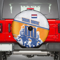 Personalized Netherlands Football Spare Tire Cover Dutch Lion Heritage Mascot Flame Swirl