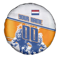 Personalized Netherlands Football Spare Tire Cover Dutch Lion Heritage Mascot Flame Swirl
