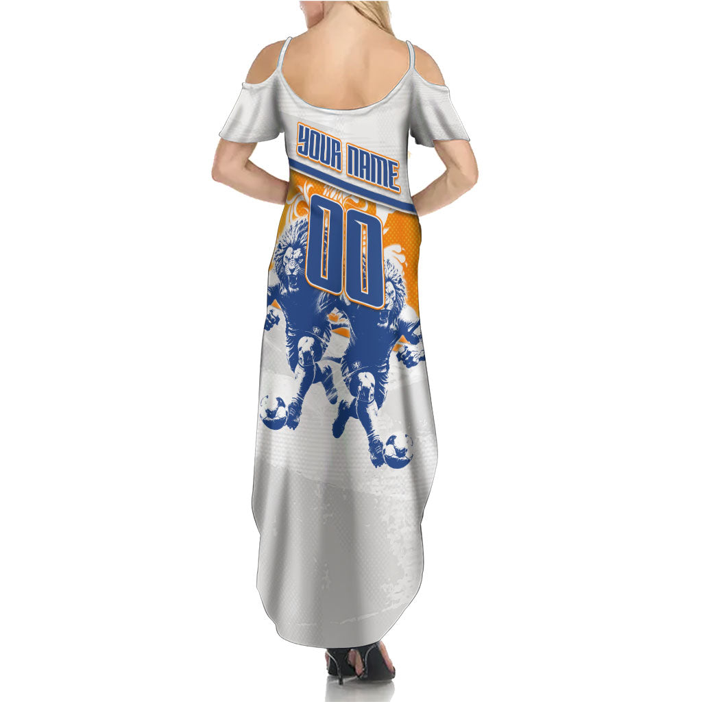 Personalized Netherlands Football Summer Maxi Dress Dutch Lion Heritage Mascot Flame Swirl