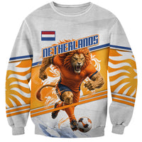 Personalized Netherlands Football Sweatshirt Dutch Lion Heritage Mascot Flame Swirl