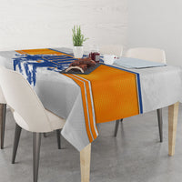 Personalized Netherlands Football Tablecloth Dutch Lion Heritage Mascot Flame Swirl