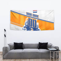 Personalized Netherlands Football Tapestry Dutch Lion Heritage Mascot Flame Swirl