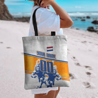 Personalized Netherlands Football Tote Bag Dutch Lion Heritage Mascot Flame Swirl