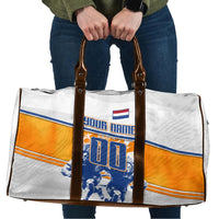 Personalized Netherlands Football Travel Bag Dutch Lion Heritage Mascot Flame Swirl