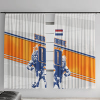 Personalized Netherlands Football Window Curtain Dutch Lion Heritage Mascot Flame Swirl