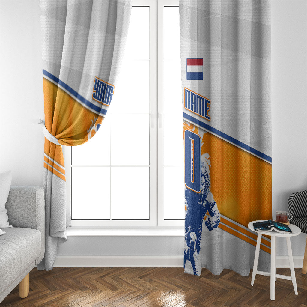 Personalized Netherlands Football Window Curtain Dutch Lion Heritage Mascot Flame Swirl