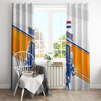 Personalized Netherlands Football Window Curtain Dutch Lion Heritage Mascot Flame Swirl