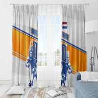 Personalized Netherlands Football Window Curtain Dutch Lion Heritage Mascot Flame Swirl