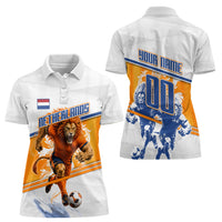 Personalized Netherlands Football Women Polo Shirt Dutch Lion Heritage Mascot Flame Swirl