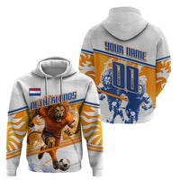 Personalized Netherlands Football Zip Hoodie Dutch Lion Heritage Mascot Flame Swirl