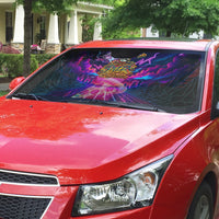 Retro Raccoon Eating Pizza Auto Sun Shade 80s Synthwave Pizza Arcade Neon Gaming Aesthetic