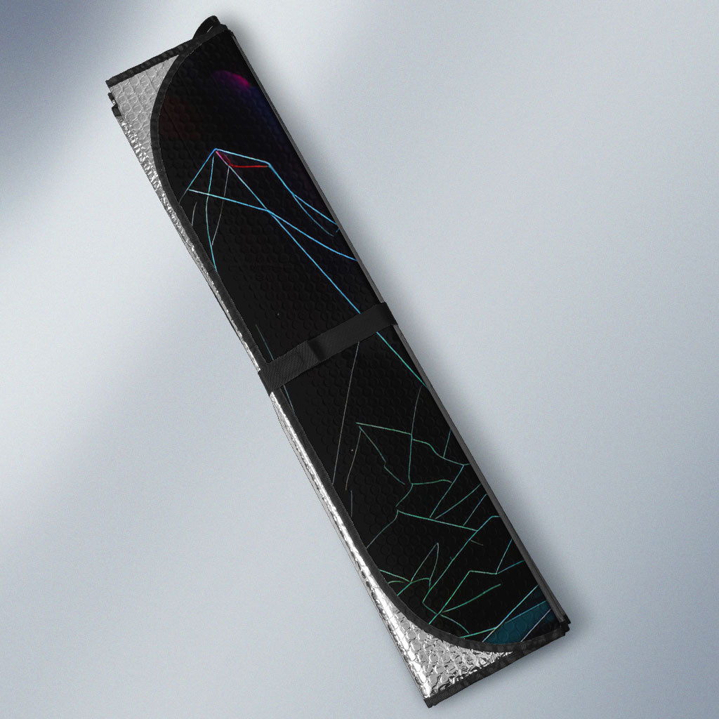 Retro Raccoon Eating Pizza Auto Sun Shade 80s Synthwave Pizza Arcade Neon Gaming Aesthetic