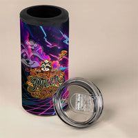 Retro Raccoon Eating Pizza 4 in 1 Can Cooler Tumbler 80s Synthwave Pizza Arcade Neon Gaming Aesthetic
