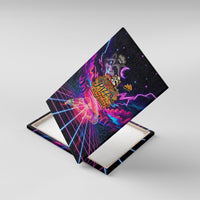 Retro Raccoon Eating Pizza Canvas Wall Art 80s Synthwave Pizza Arcade Neon Gaming Aesthetic