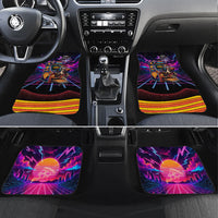 Retro Raccoon Eating Pizza Car Mats 80s Synthwave Pizza Arcade Neon Gaming Aesthetic