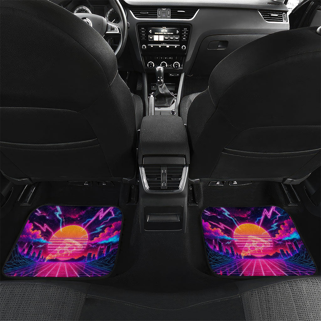 Retro Raccoon Eating Pizza Car Mats 80s Synthwave Pizza Arcade Neon Gaming Aesthetic