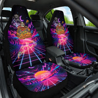 Retro Raccoon Eating Pizza Car Seat Cover 80s Synthwave Pizza Arcade Neon Gaming Aesthetic