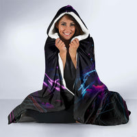 Retro Raccoon Eating Pizza Hooded Blanket 80s Synthwave Pizza Arcade Neon Gaming Aesthetic