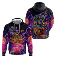 Retro Raccoon Eating Pizza Hoodie 80s Synthwave Pizza Arcade Neon Gaming Aesthetic