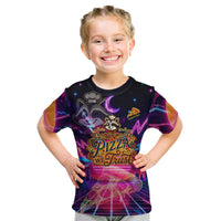 Retro Raccoon Eating Pizza Kid T Shirt 80s Synthwave Pizza Arcade Neon Gaming Aesthetic