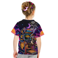 Retro Raccoon Eating Pizza Kid T Shirt 80s Synthwave Pizza Arcade Neon Gaming Aesthetic