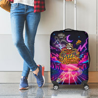 Retro Raccoon Eating Pizza Luggage Cover 80s Synthwave Pizza Arcade Neon Gaming Aesthetic