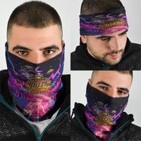 Retro Raccoon Eating Pizza Neck Gaiter 80s Synthwave Pizza Arcade Neon Gaming Aesthetic