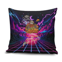 Retro Raccoon Eating Pizza Pillow Cover 80s Synthwave Pizza Arcade Neon Gaming Aesthetic