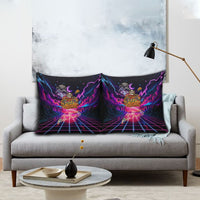 Retro Raccoon Eating Pizza Pillow Cover 80s Synthwave Pizza Arcade Neon Gaming Aesthetic