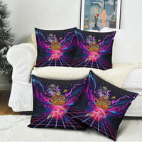 Retro Raccoon Eating Pizza Pillow Cover 80s Synthwave Pizza Arcade Neon Gaming Aesthetic
